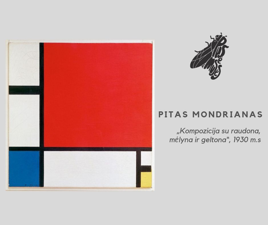 Penktas paveikslas –  Pitas Mondrianas „Kompozicija su raudona, mėlyna ir geltona“